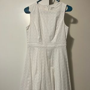 White Calvin Klein eyelet sleeveless dress